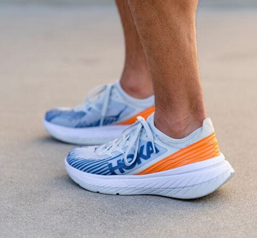 Hoka One One Running Shoes Mens White/Blue - Carbon X-SPE - 61039EIVM